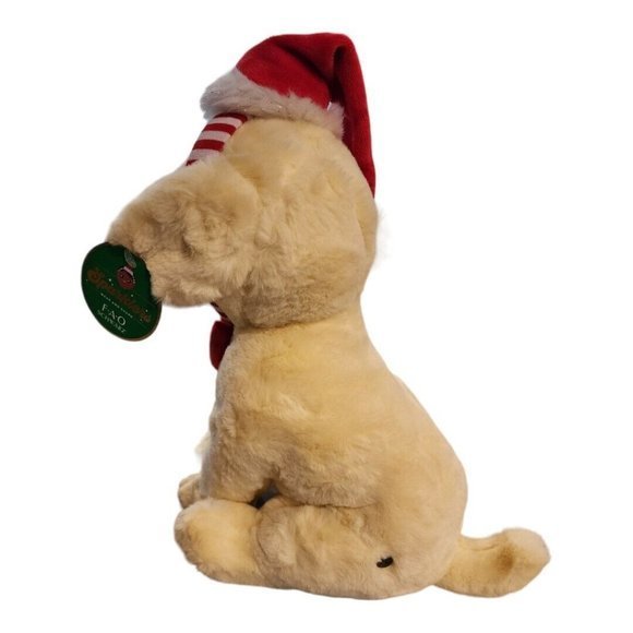 FAO Schwarz Labrador Dog with Removable Santa Hat Headband Stuffed Animal - Picture 4 of 11
